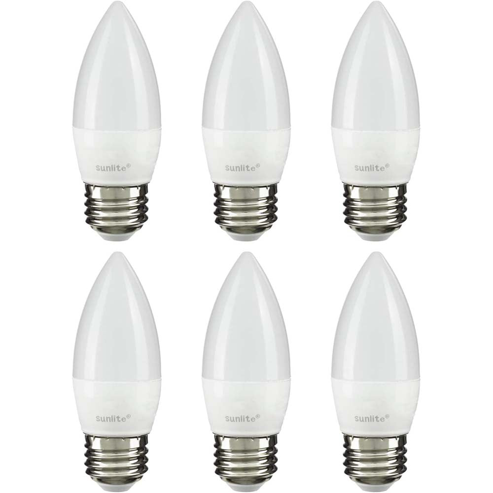 6Pk - Sunlite 7w LED Torpedo Tip B11 Chandelier E26 2700K Bulb - 60W Equiv