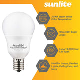 6Pk - Sunlite 6w LED A15 Frosted E17 Base Dimmable 3000K Bulb - 40W Equiv - BulbAmerica