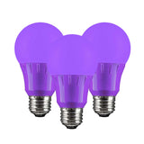 3Pk - Sunlite 3W LED A19 103Lm Purple Light Bulb