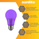3Pk - Sunlite 3W LED A19 103Lm Purple Light Bulb_1