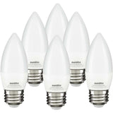 6Pk - Sunlite 7w LED B13 Decorative Chandelier E26 3000K Bulb - 60W Equiv