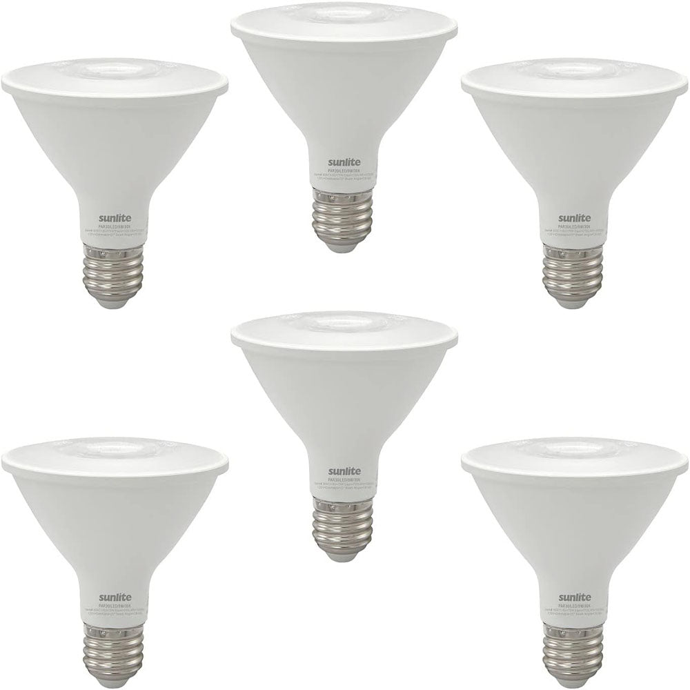 6Pk - 9w Short Neck LED PAR30 E26 Base 3000K Reflector Bulb - 75w equiv