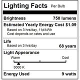 6Pk - 9w Short Neck LED PAR30 E26 Base 3000K Reflector Bulb - 75w equiv_6