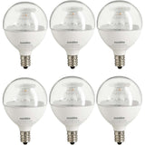 6Pk - Sunlite 5w LED G16.5 Clear Globe E12 Base 4000K Bulb - 40W Equiv