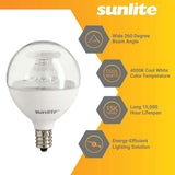 6Pk - Sunlite 5w LED G16.5 Clear Globe E12 Base 4000K Bulb - 40W Equiv - BulbAmerica