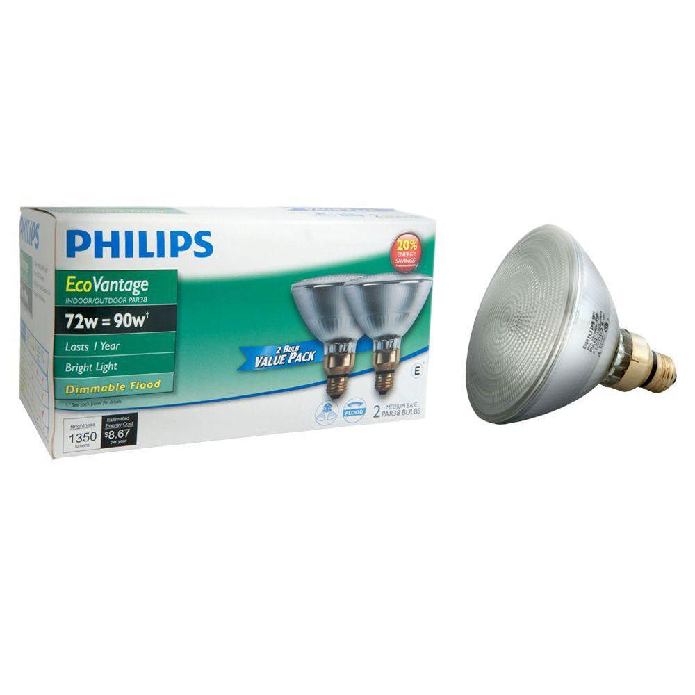 2Pk - Philips 72w PAR38 Flood FL25 Halogen Light Bulb - 90w Replacement