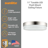 Sunlite 11-in 20w Modern Round Flush Mount Fixture CCT Selectable Dimmable - BulbAmerica