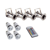 4PK - Par16 Silver CAN with LED RGB Bulbs and Remote Control