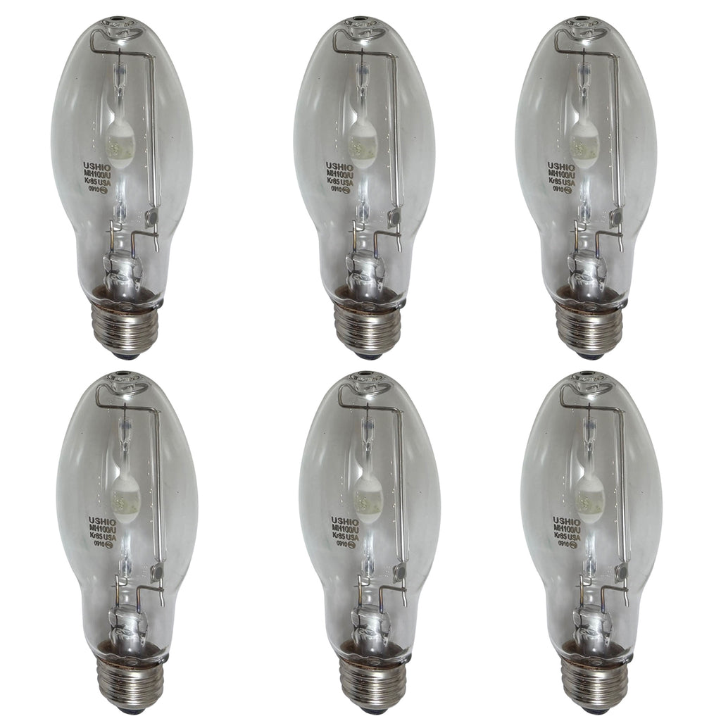 6PK - USHIO MH100/U/MED/40/PS 100w 4000K E26 Base PulseStart Metal Halide Bulb