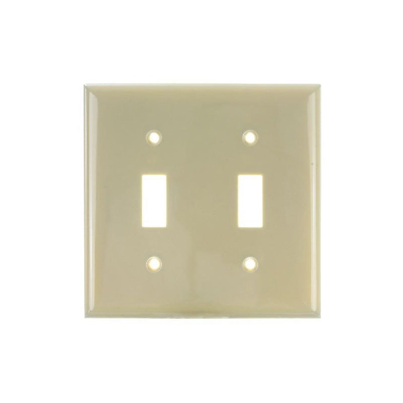12PK - SUNLITE 2 Gang Toggle Plate Ivory Color E102I