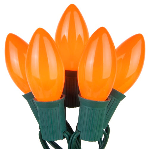 C9 Orange Opaque Steady 25 Light Set 12" Spacing