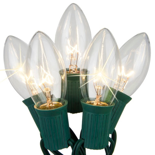 C9 Clear Transparent Twinkle 25 Light Set 12" Spacing