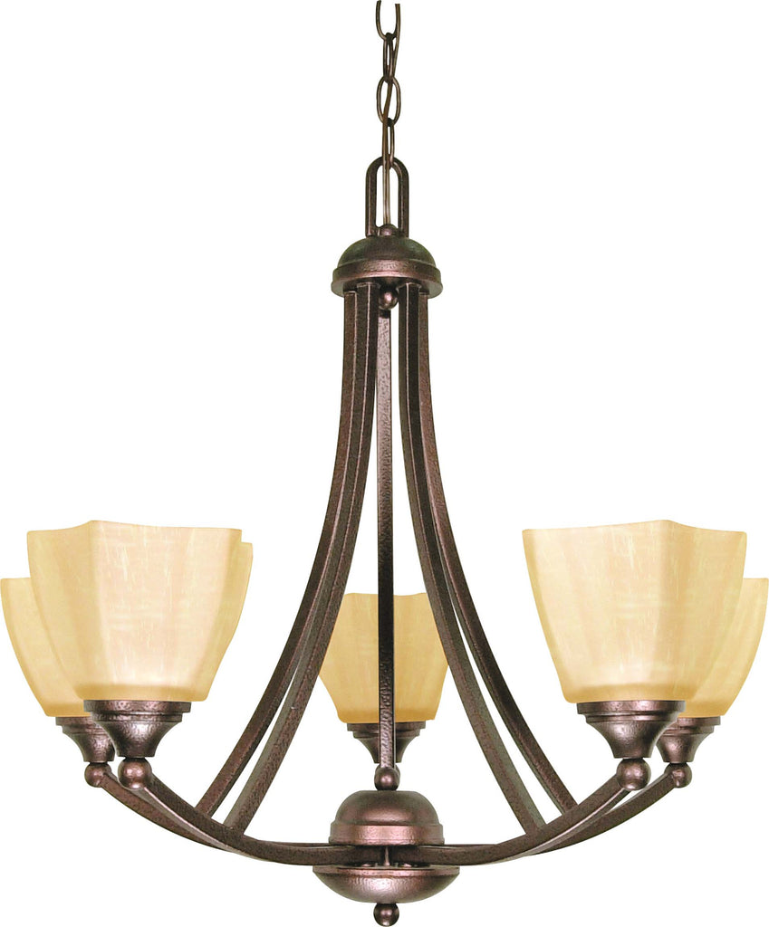 Nuvo Normandy - 5 Light - 25 inch - Chandelier - w/ Champagne Linen Washed Glass