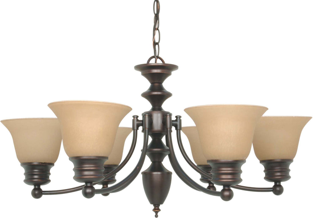 Nuvo Empire 6 Light 26 inch Chandelier w/ Champagne Linen Washed Glass
