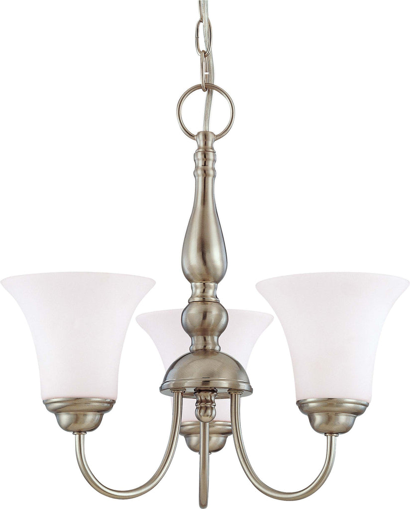 Nuvo Dupont 3-Light 17" Chandelier w/ Satin White Glass in Brushed Nickel