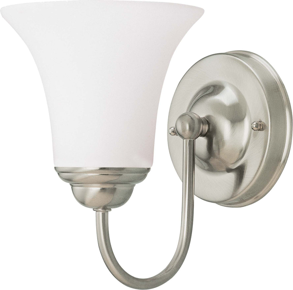 Nuvo Dupont 1-Light 4" Vanity Fixture w/ Satin White Glass in Brushed Nickel