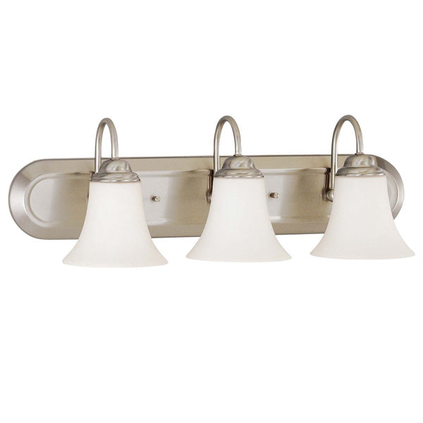 Nuvo Dupont 3-Light 4" Vanity Fixture w/ Satin White Glass in Brushed Nickel