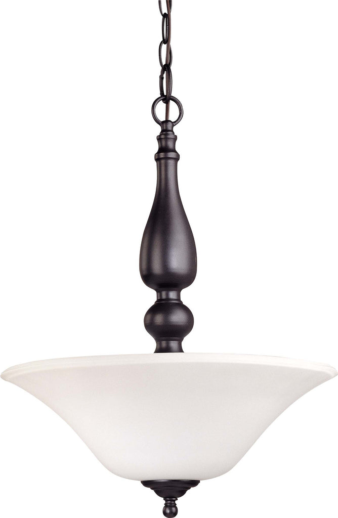Nuvo Dupont 3-Light 16" Pendant w/ Satin White Glass in Dark Chocolate Bronze