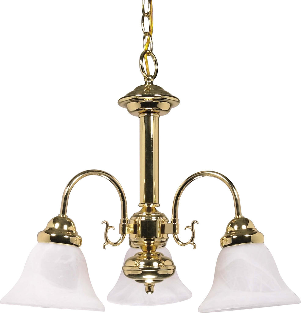 Nuvo Ballerina 3-Light 20" Chandelier w/ Alabaster Glass in Polished Brass