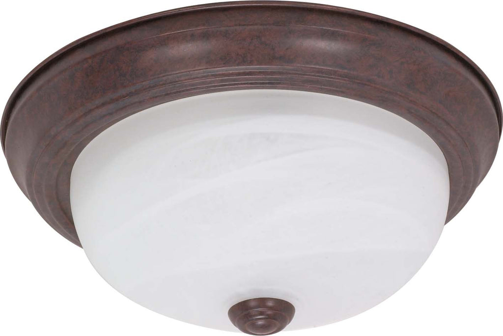 Nuvo 2-Light 13" Flush Mount Fixture w/ Alabaster Glass in Old Bronze Finish