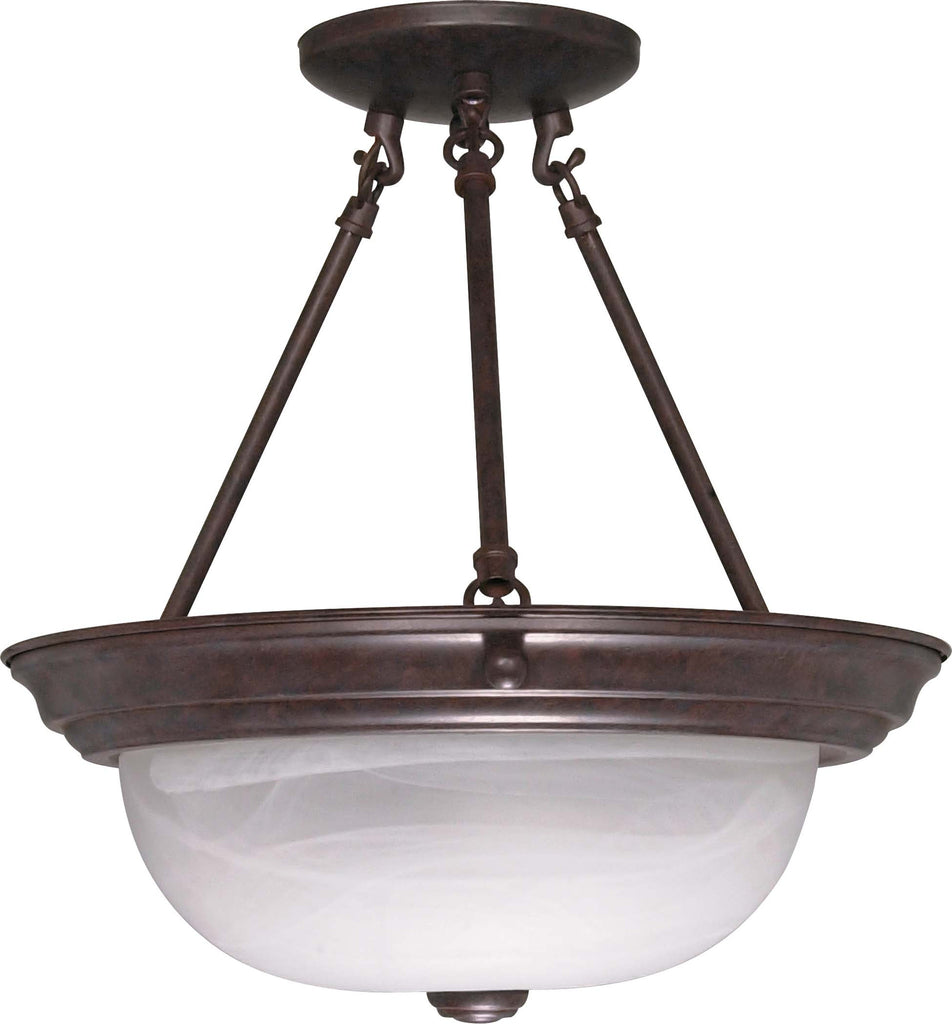 Nuvo 2-Light 13" Semi Flush Mount w/ Alabaster Glass in Old Bronze Finish