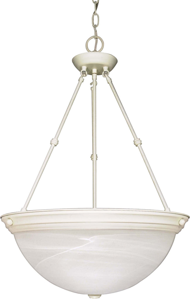 Nuvo 3-Light 20" Hanging Pendant w/ Alabaster Glass in Textured White Finish