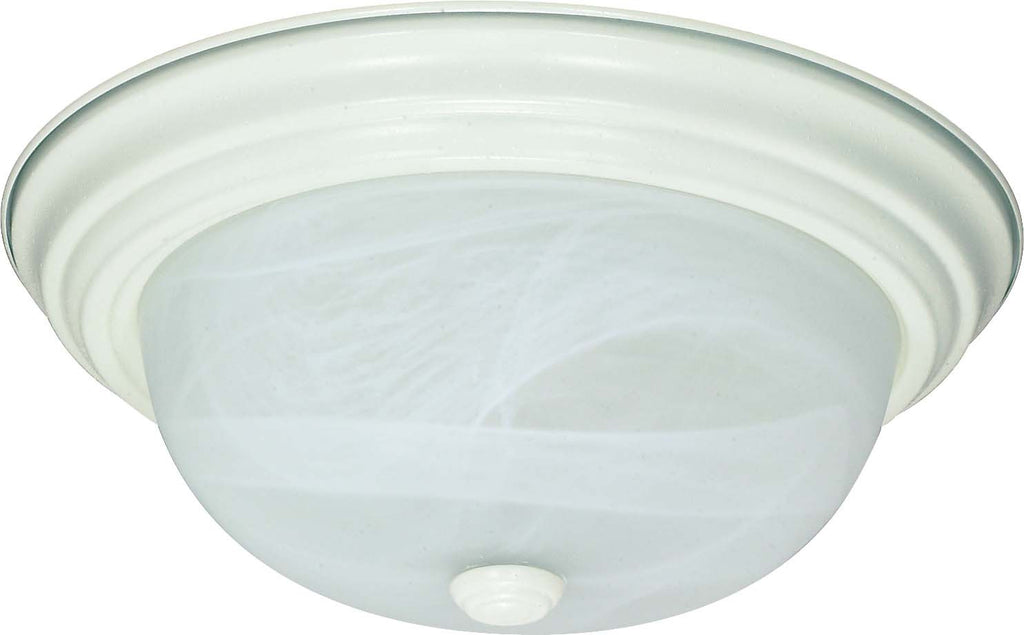 Nuvo 2-Light 11" Flush Mount w/ Alabaster Mushroom Glass in Textured White