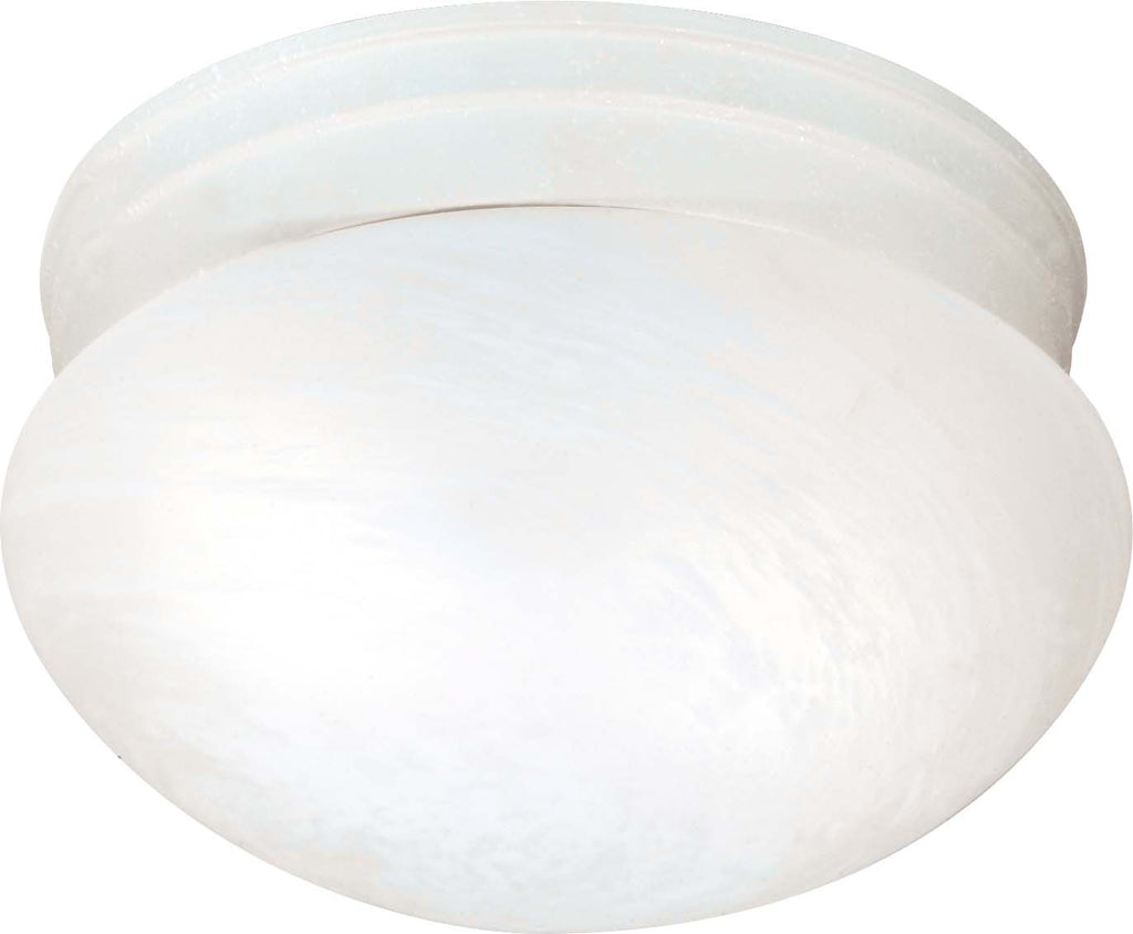 Nuvo 2-Light 10" Flush Mount w/ Alabaster Mushroom Glass in Textured White