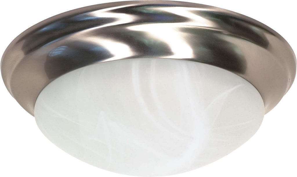 Nuvo 2-Light 14" Twist & Lock Flush Mount w/ Alabaster Glass in Brushed Nickel