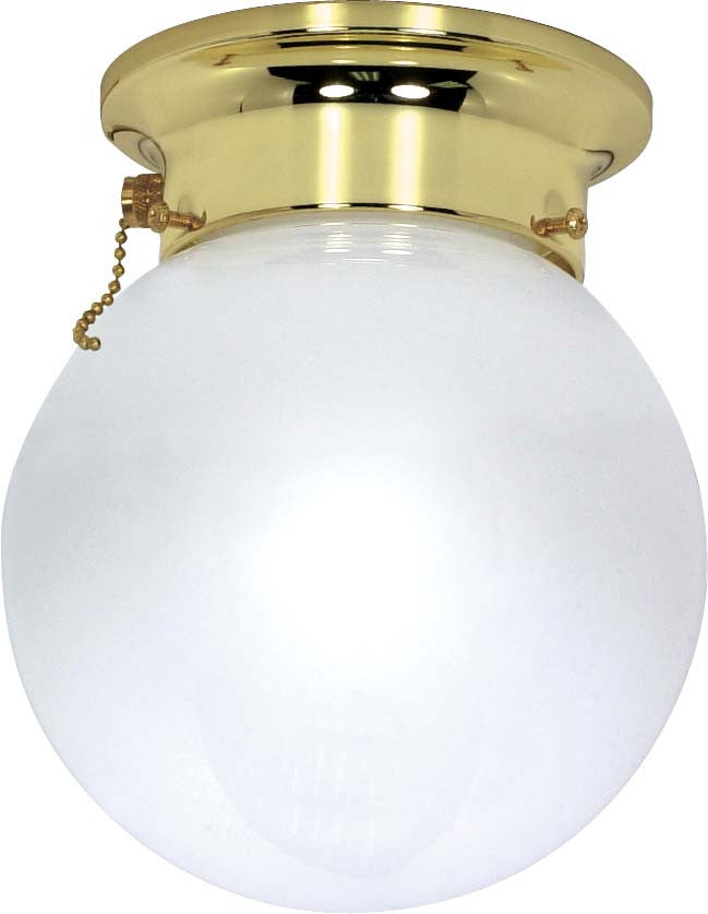 Nuvo 1 Light - 6 inch - Ceiling Mount - White Ball w/ Pull Chain Switch