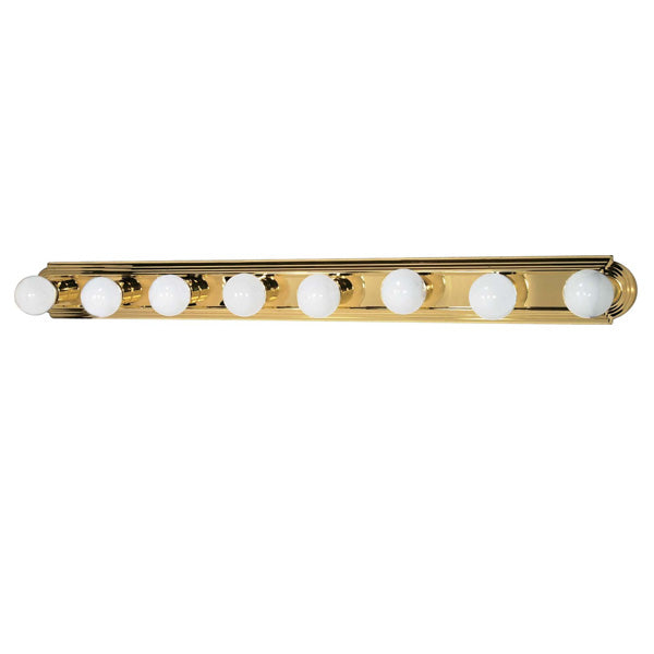 Nuvo 8-Light 48" Vanity Strip w/ Racetrack Style in Polished Brass Finish