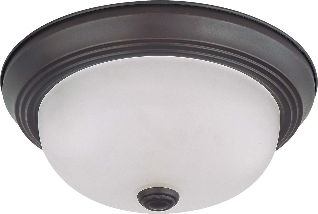 Nuvo 2-Light 11" Flush Mount Fixture w/Frosted White Glass in Mahogany Bronze