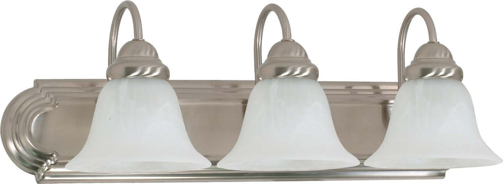 Nuvo Ballerina 3-Light 24" Vanity & Wall w/ Alabaster Glass in Brushed Nickel