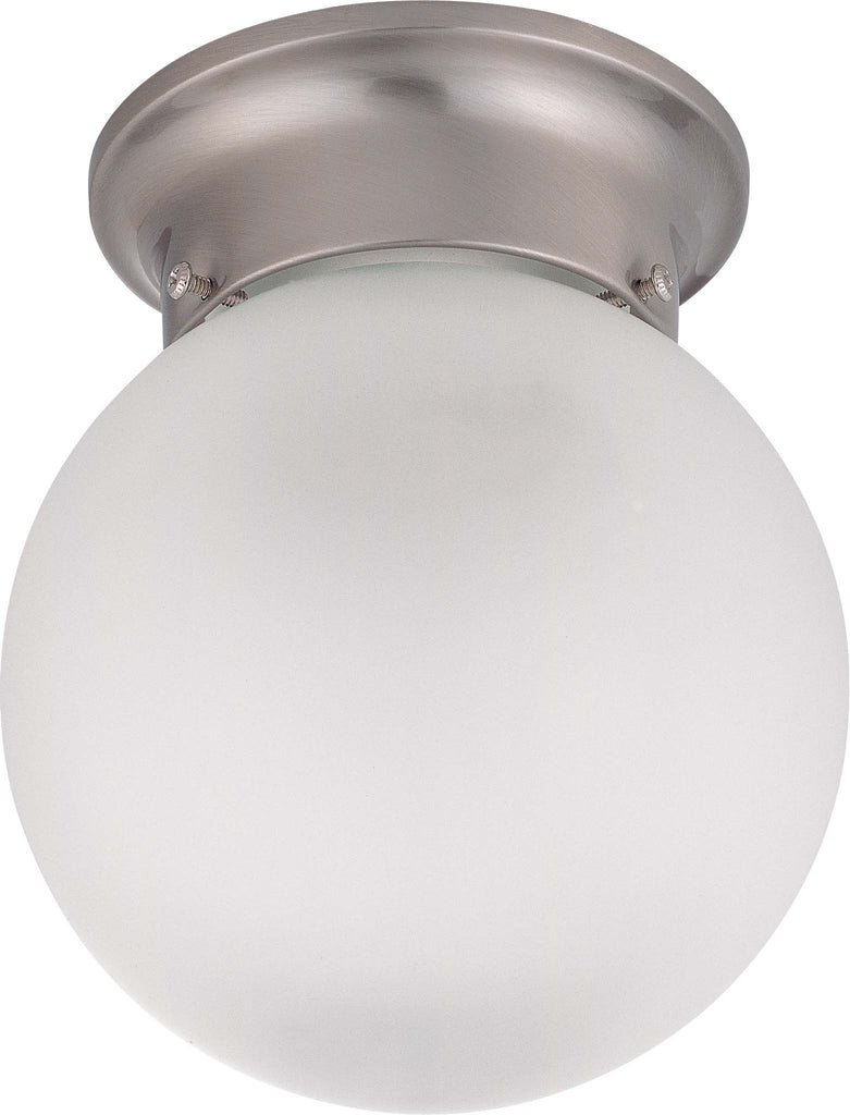 Nuvo 1-Light 6" Flush Ball Ceiling Light w/Frosted White Glass in Brushed Nickel