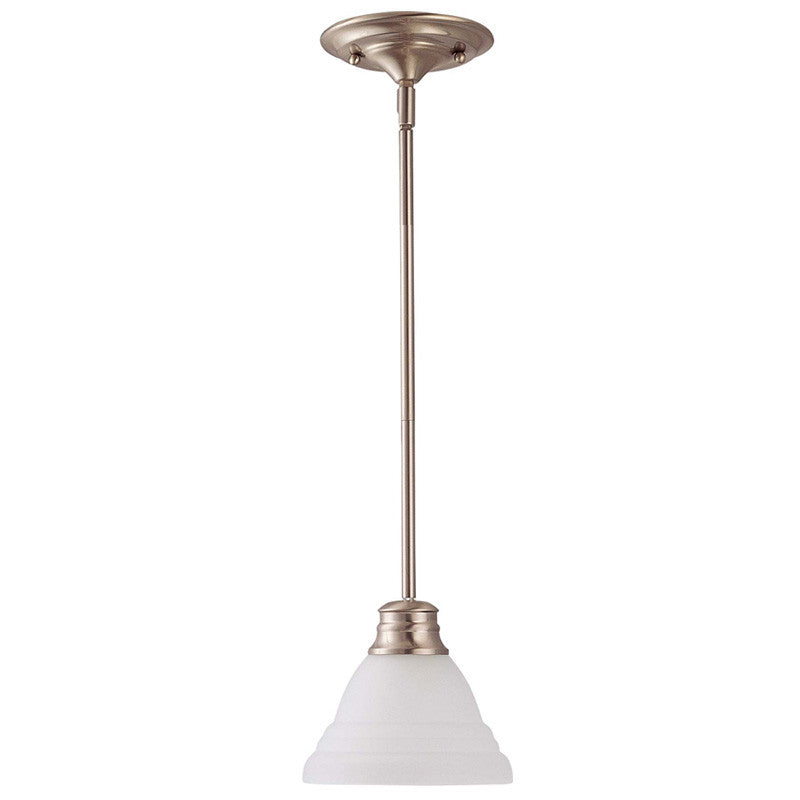 Nuvo Empire 1-Light 7" Mini Pendant w/ Frosted White Glass in Brushed Nickel