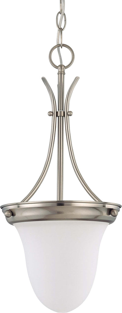Nuvo 1-Light 10" Pendant Fixture w/ Frosted White Glass in Brushed Nickel Finish