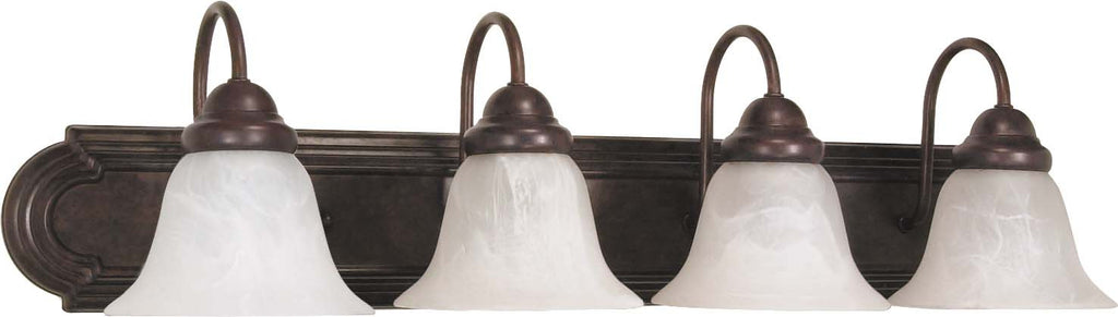 Nuvo Ballerina 4-Light 30" Vanity w/ Alabaster Glass Bell Shades in Old Bronze