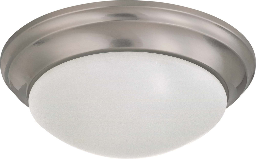 Nuvo 2-Light 14" Twist & Lock Flush w/ Frosted White Glass in Brushed Nickel