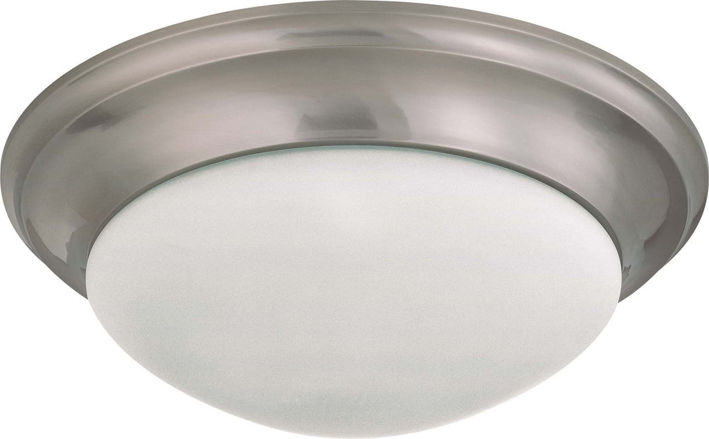 Nuov 3-Light 17" Semi Flush Mount w/ Frosted White Glass in Brushed Nickel