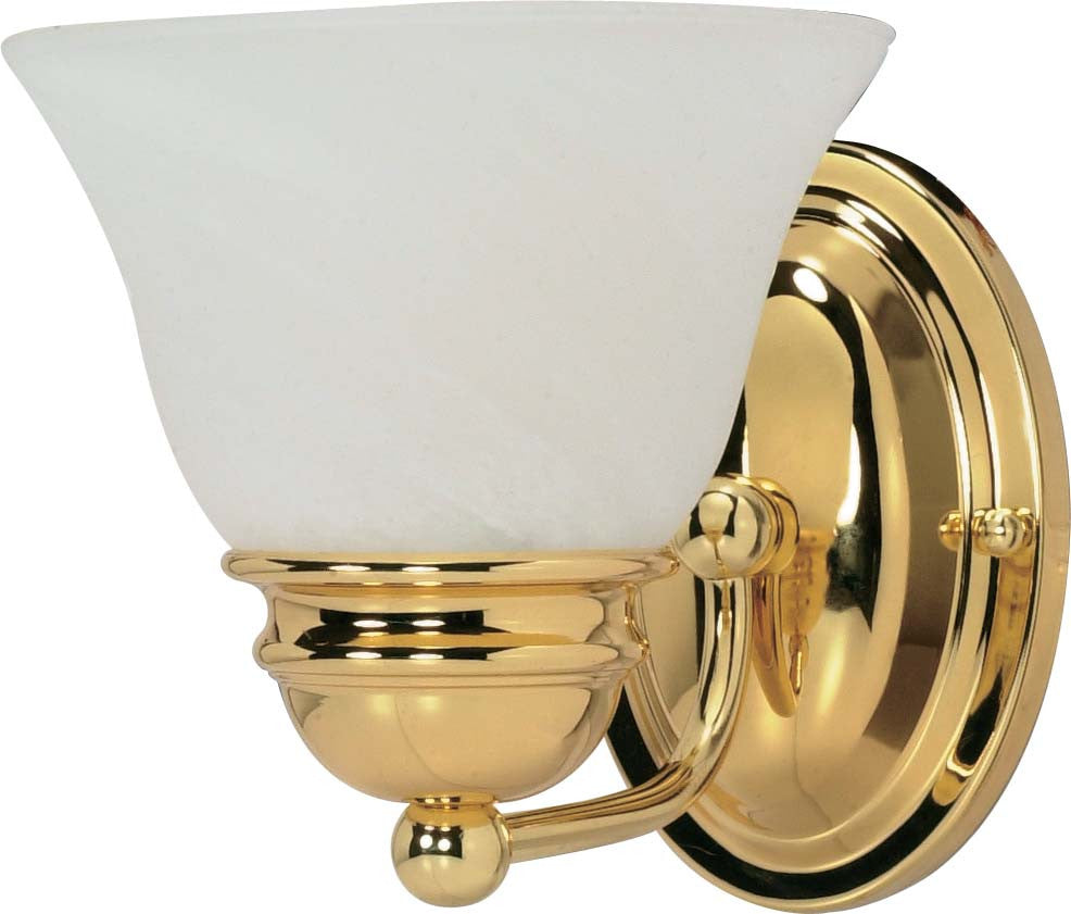 Nuvo Empire 1-Light 7" Vanity w/ Alabaster Glass in Polished Brass Finish