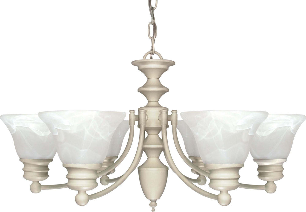 Nuvo Empire 6-Light 26" Chandelier w/ Alabaster Glass in Textured White Finish