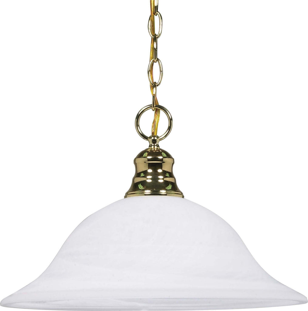 Nuvo 1-Light 16" Dome Pendant w/ Alabaster Glass in Polished Brass Finish