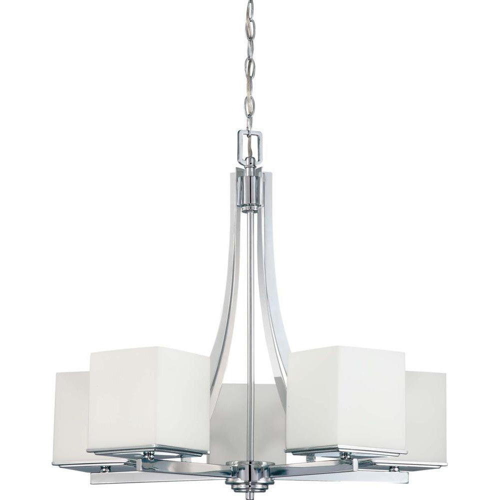 Nuvo Bento - 5 Light Chandelier w/ Satin White Glass