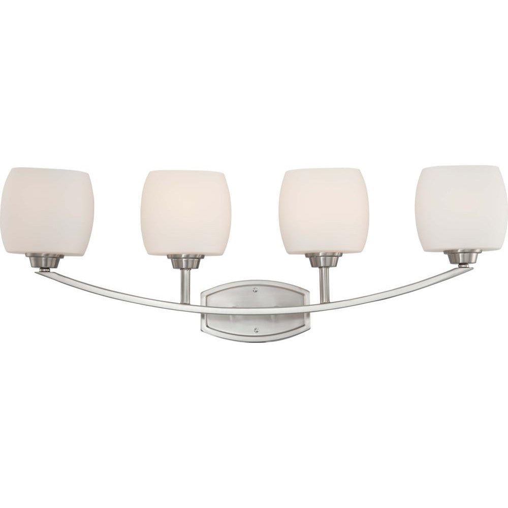 Nuvo Helium - 4 Light Vanity Fixture w/ Satin White Glass