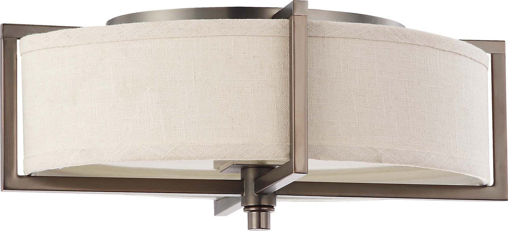 Nuvo Portia - 2 Light Oval Flush w/ Khaki Fabric Shade