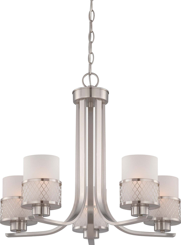 Nuvo Fusion - 5 Light Chandelier w/ Frosted Glass