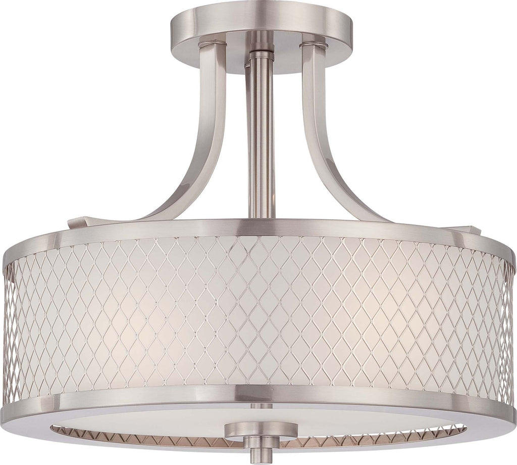 Nuvo Fusion - 3 Light Semi Flush Fixture w/ Frosted Glass