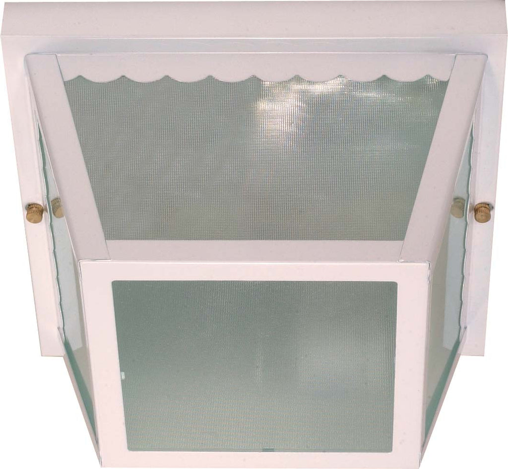 Nuvo 2-Light 10" Carport Flush Fixture w/ Textured Frosted Glass in White Finish