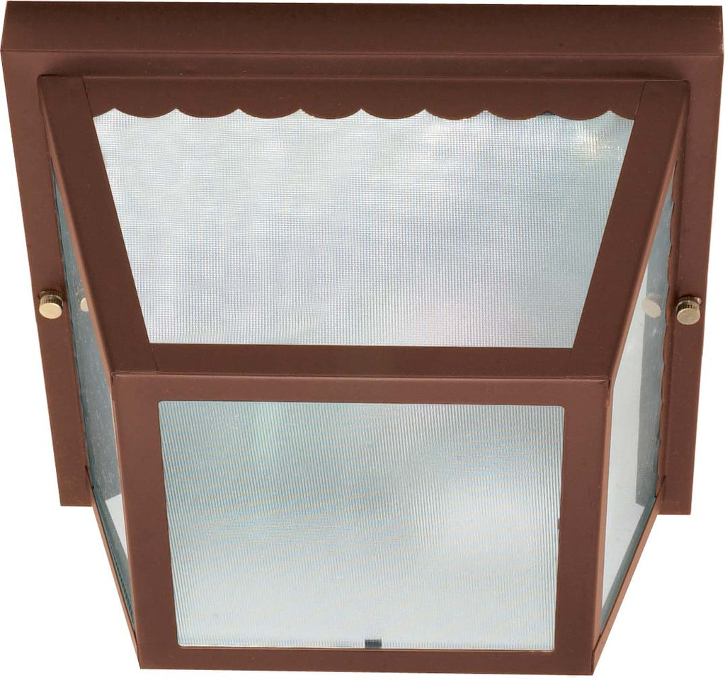 Nuvo 2-Light 10" Carport Flush w/ Textured Frosted Glass in Old Bronze Finish