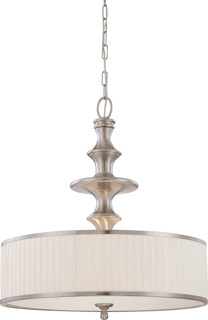 Nuvo Candice - 3 Light Pendant w/ Pleated White Shade